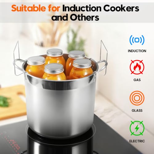 HOMKULA 20.5 Qt Stainless Steel Water Bath Canning Pot with Rack & Lid - Blue Variation