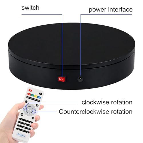 12.6-Inch Black Motorized Rotating Display Turntable with 300lbs Capacity