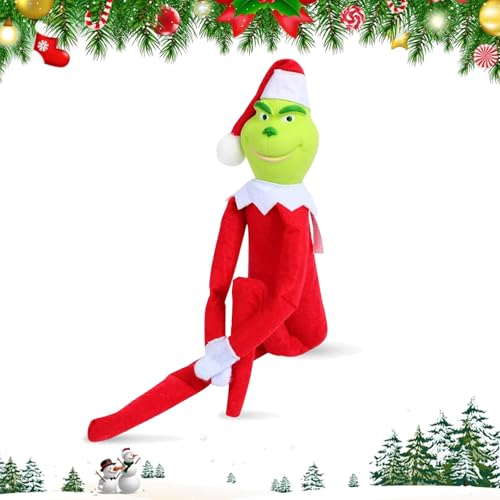 Christmas Elf Plush Doll, 12In Red Green Monster Plush Toy Decorations, Fun Toys Gifts and Christmas Decorations, for Xmas Ornaments Tabletop Home Office Decor (Red)