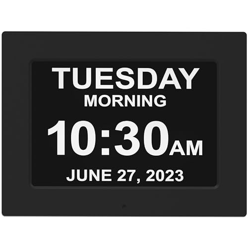 Extra Large Digital Alarm Clock for Seniors - Black, 12 Inches - Easy Read, Large Display, Auto-Dimming