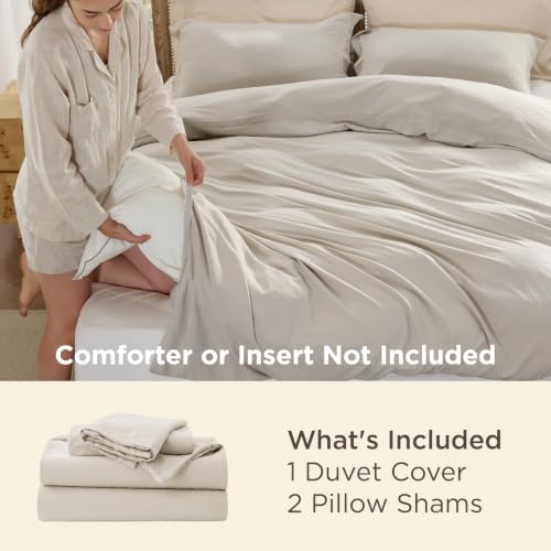 Linen Oversized King Duvet Cover Set - No Comforter 120 x 98, Cotton-Like Soft