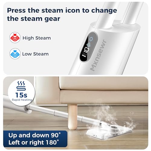 Mxnsewr 13-in-1 Steam Mop with Detachable Handheld Cleaner, Adjustable & Aromatherapy