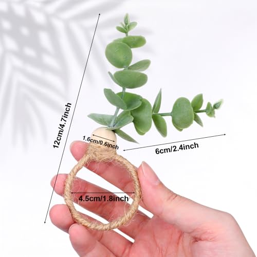30 Pcs Eucalyptus Leaf Napkin Rings Farmhouse Boho Decor for Spring Easter Wedding