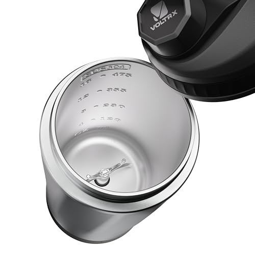 Electric Protein Shake Mixer Bottle 16 oz Stainless Steel - USB-C Rechargeable, Insulated, Leak-Proof Shaker Cup with Removable Lid