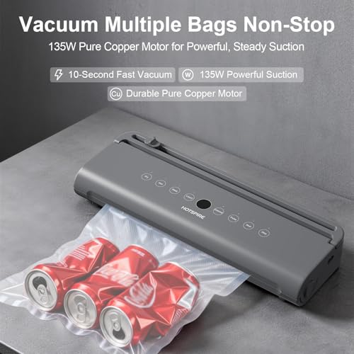 Food Vacuum Sealer Machine with 50 Bags - Powerful Continuous Seal for Kitchen Storage