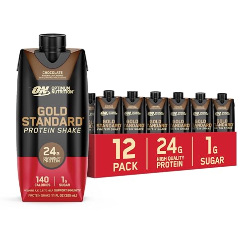 Optimum Nutrition Gold Standard Protein Shake, 24g Protein, Ready to Drink Protein Shakes, Gluten Free, Cafe Latte, 11 Fl Oz (Pack of 12)