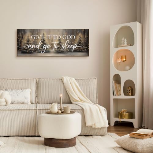 TLESKE Christmas Give It to God and Go to Sleep Sign - 15x40 Large Wall Art (sleep-C)