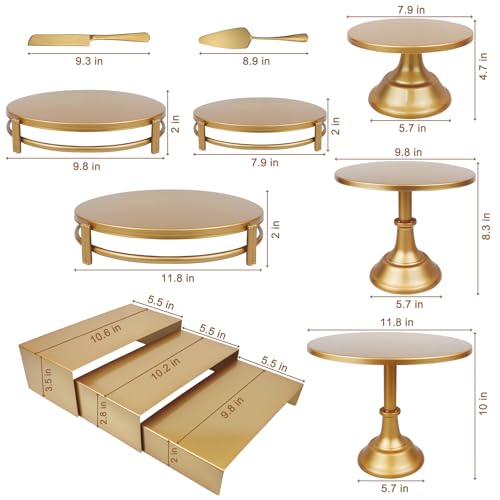 Gold Dessert Table Display Set - 11PCS Cake Stand & Riser Set for Weddings & Parties - Variation GOLD-A