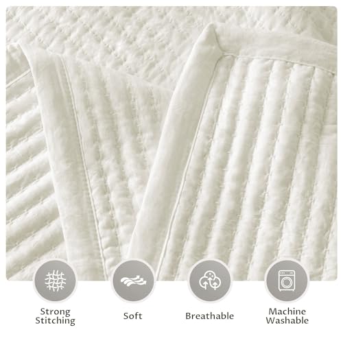 KASENTEX Oversized King Quilt Set 112x106, Soft Washed 3-Layer