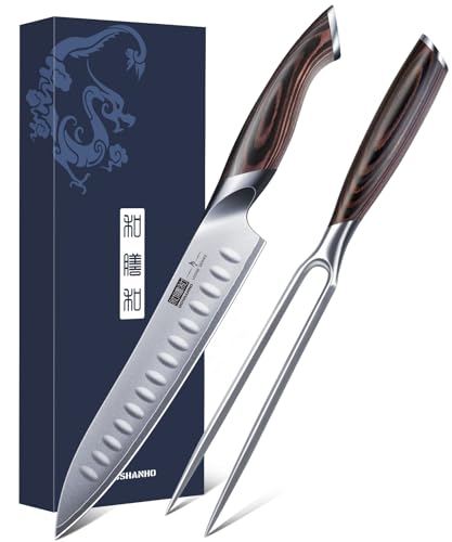 8-Inch Carving Knife & 7-Inch Meat Fork Set - Razor Sharp Kitchen Tools