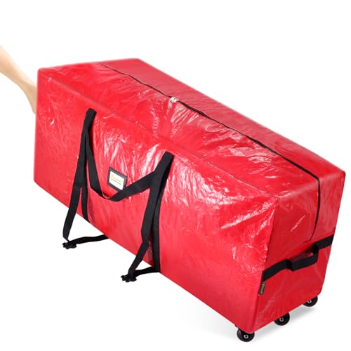 BALEINE 9 ft Red Rolling Christmas Tree Storage Bag with Wheels & Handles