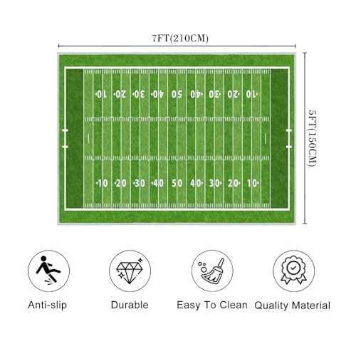 Green 5x7 Football Field Area Rug - Non-Slip Indoor Carpet for Living Room
