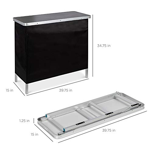 Portable Pop-Up Bar Table with Carrying Case for Indoor Outdoor Parties