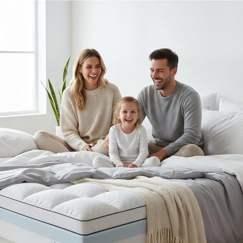 Easthome King Size Dual Layer 4-Inch Memory Foam Mattress Topper - White