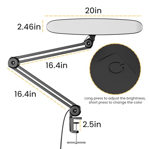 Gelpal 3000 Lumens Adjustable LED Desk Lamp with Clamp - Black