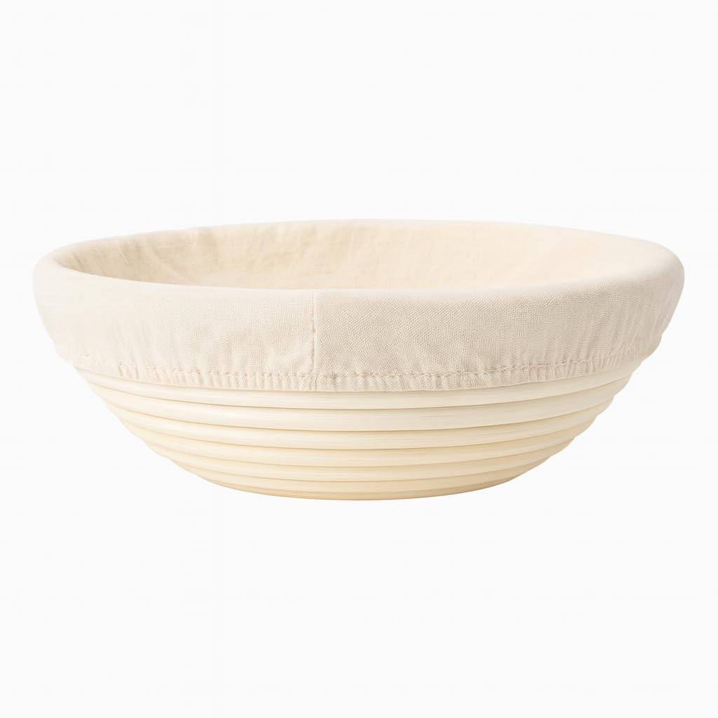 Saint Germain Bakery Round Banneton Proofing Basket and Bread Lame Set – 9 Inch Natural Rattan Bread Basket with Liner, 10 Blades & Leather Cover – Sourdough Baking Kit Gift for Beginners and Bakers