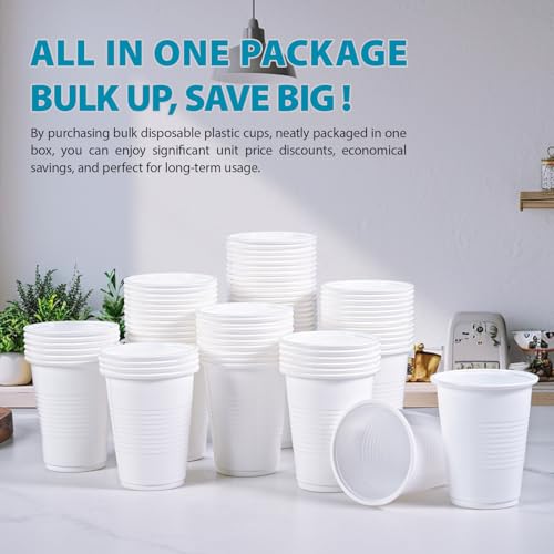 Disposable Plastic Cups 7 oz White Pack of 2000 - Durable & Suitable for Cold Drinks