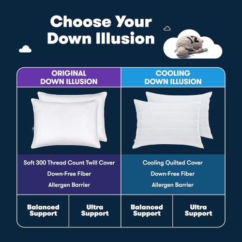 Serta Down Illusion Cotton Pillow Set White King Balanced Support 2 Pack
