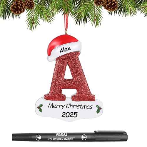 Personalized 26 Letters Ornaments for Christmas Tree 2025, Custom Christmas Ornament with Family Member's Names 3D Resin Xmas Hanging Pendant Original Gifts for Family Friends£¨A