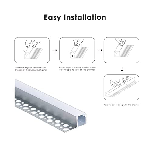 6-Pack 3.3ft LED Channel for Drywall and Tile Edges - Includes Milky Diffuser