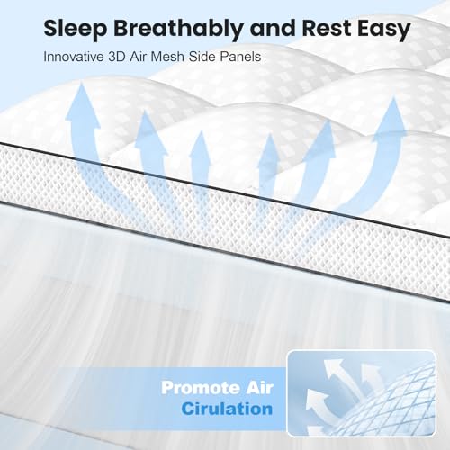 Easthome King Size Dual Layer 4-Inch Memory Foam Mattress Topper - White