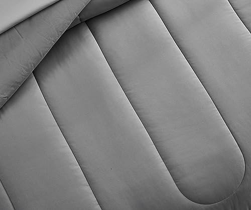 Grey Full Size Comforter Set 7 Pieces Bed in a Bag - All Season Bedding