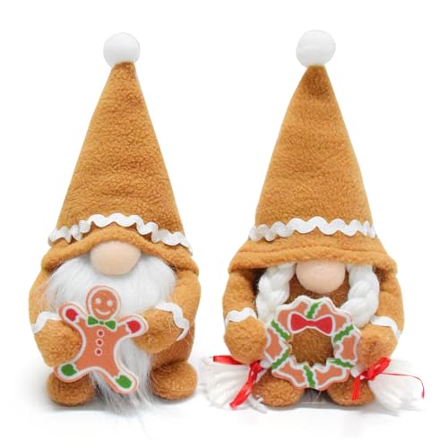Vytina 2 Pack Christmas Gingerbread Gnome Decor - Handmade Holiday Ornaments