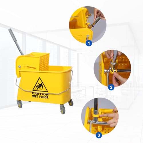 Midoneat Mop Bucket with Wringer - 22 Qt (5.5 Gallon) Floor Cleaning with Wheels - Variation of 22