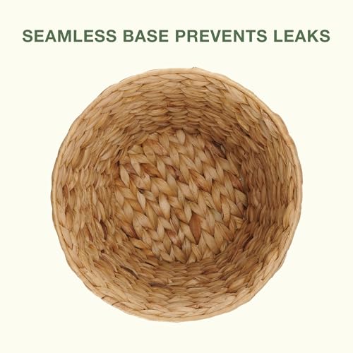 Natural Water Hyacinth Wicker Trash Can 3 Gallons - Decorative Waste Basket