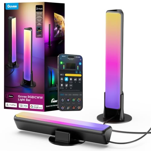 Govee Smart RGBICWW TV Light Bar for Living Room & Gaming - Black - Segmented Color & App Control