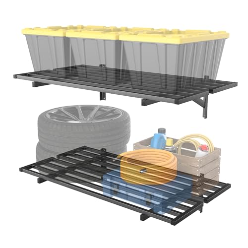 WALMANN 2-Pack Heavy Duty Wall Mount Shelves 2x3 ft Black Steel Storage
