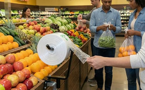 Focus Poly 15x20 Jumbo Produce Bags - 3000 Count, Leakproof & Transparent