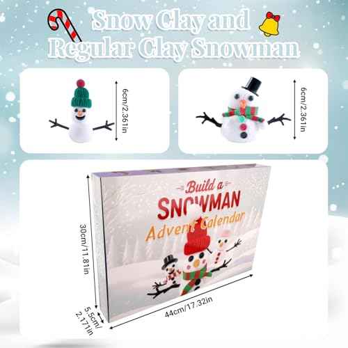 Craft Advent Calendar 2025, Christmas Countdown Calendar Build A Snowman Kit, 24 Days Of Surprises With Diy Modeling Clay Crafts Kit Gifts Toys For Kids Toddlers