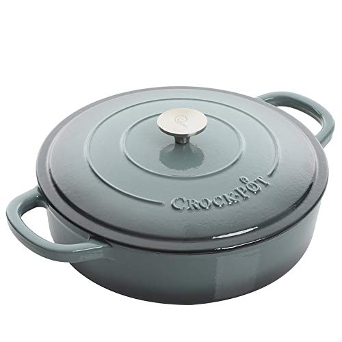 Crock-Pot Artisan 5 Qt Enameled Cast Iron Braiser with Lid - Slate Gray