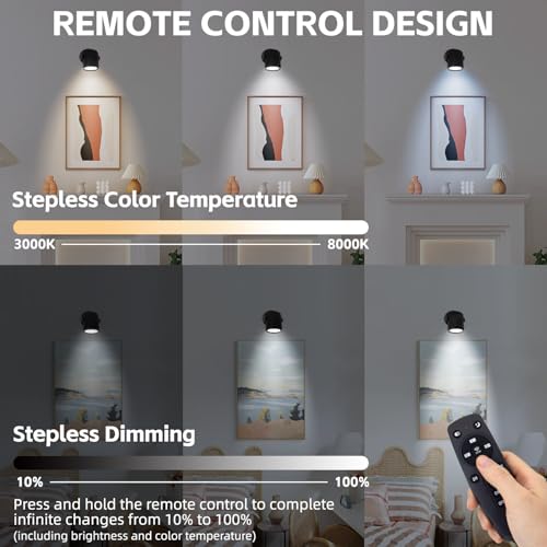 Black 2 Pack Dimmable Color Temperature LED Uplights - Indoor Adjustable Spotlights
