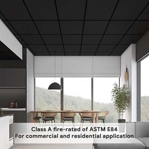 Black 2ft x 2ft Drop Ceiling Tiles - Waterproof & Fire-Rated PVC - Pack of 12