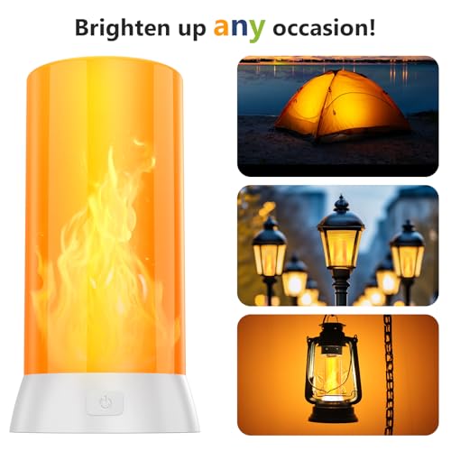 2PCS USB Rechargeable LED Flame Lights Waterproof Dimmable Flameless Candles for Home Party Garden Camping