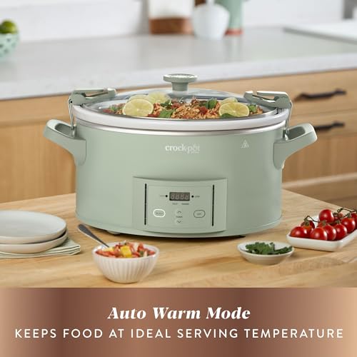 Crock-Pot 7-Quart Programmable Slow Cooker Desert Sage Green - Modern Design, Digital Countdown & Locking Lid