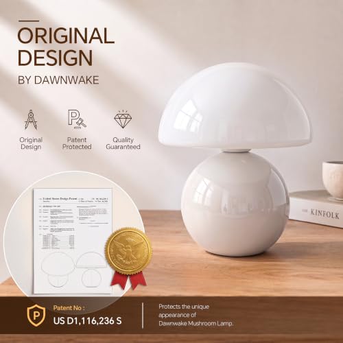 Dawnwake White Mushroom Table Lamp - Small Dimmable Bedside Light