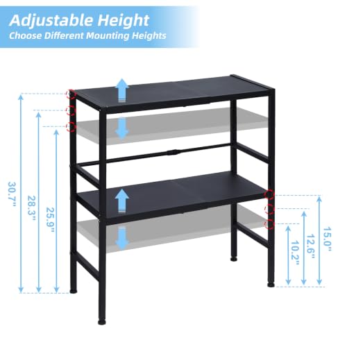 2-Tier Adjustable Metal Storage Shelves - Heavy Duty Utility Rack 11.8"D x 28.3"W x 30.9"H