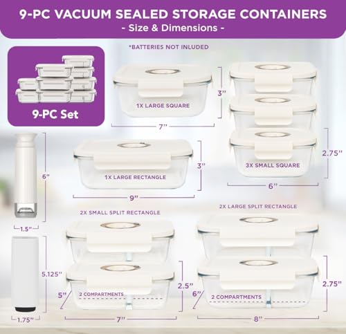 HOLDN’ STORAGE Vacuum Food Storage Containers Set of 9 with Electronic & Manual Pump