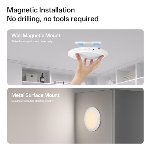 Rechargeable Magnetic Ceiling Light 12000mAh with Remote 2 Pack - Motion & Dimmable