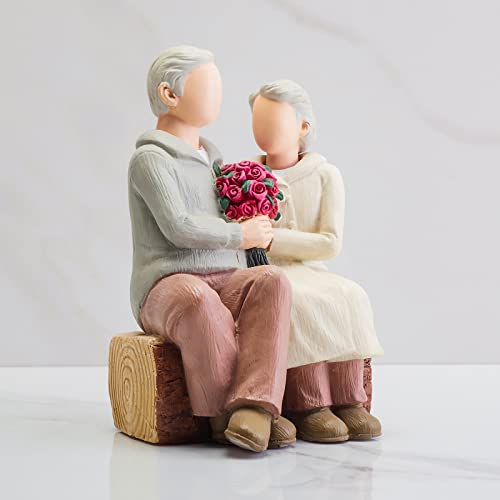 Rose Couple Figurine - Hand Painted Wedding Anniversary Home Decor Sculpture, CAMSOON Variation