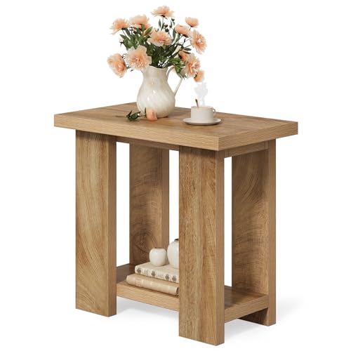 LITTLE TREE 2-Tier Side Table, Farmhouse End Table with Storage