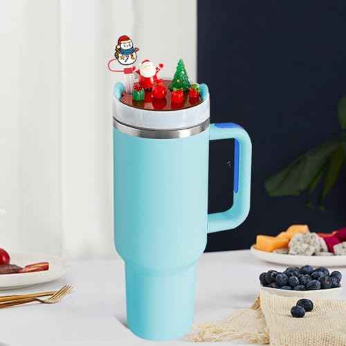 Christmas Stanley Cup Lid Accessories 12pcs,Straw Toppers for Stanley Cups 40 Oz Cute,10mm Silicone Straw Covers Cap for Tumblers