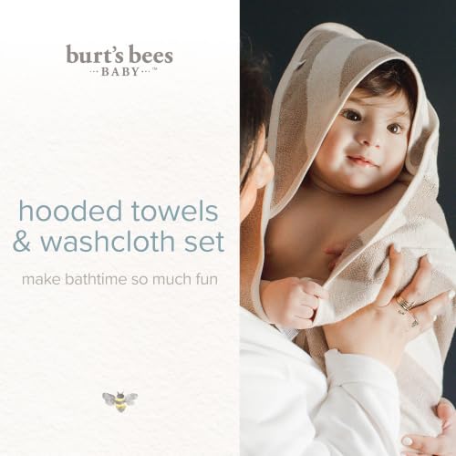 Pink Sand 32 x 32 Inch Organic Cotton Baby Hooded Towel & Washcloth Set
