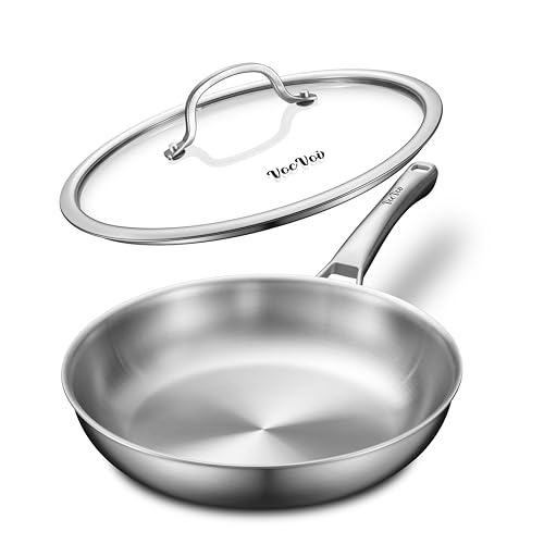 12-Inch Stainless Steel Frying Pan with Lid - Tri-Ply Cookware