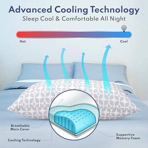 BLISSY Classic Queen Adjustable Memory Foam Pillow with Cooling Gel - Shredded Support