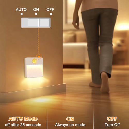 16 Pack Rechargeable RGBW Magnetic Motion Sensor Night Lights for Stairs, Cabinets, Hallways, White