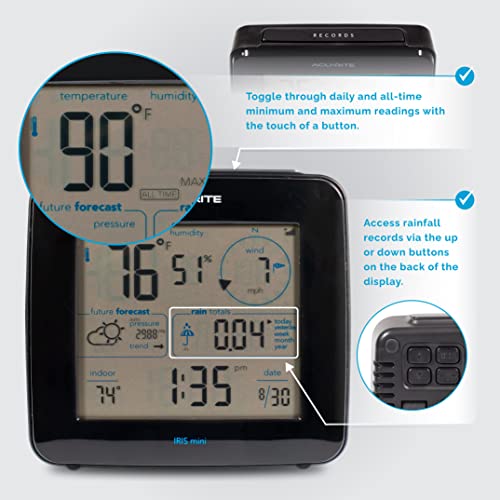 AcuRite Iris Monochrome Weather Station with Wireless Mini Display - Accurate Indoor & Outdoor Data